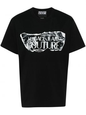 T-shirt en coton à imprimé Versace Jeans Couture noir