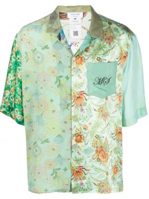 Svilena srajca s cvetličnim vzorcem s potiskom Marine Serre zelena