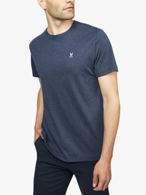 Классическая хлопковая футболка с круглым вырезом Psycho Bunny синяя
