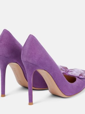 Pantofi cu toc din piele de căprioară Gianvito Rossi violet