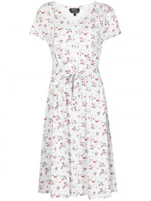 Midi haljina s cvjetnim printom s printom A.p.c. bijela