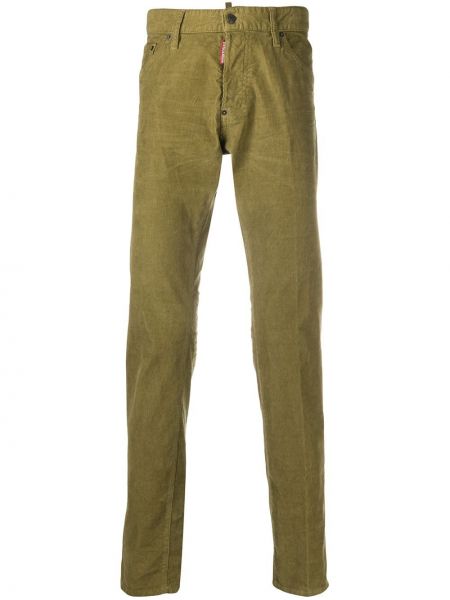 Pantalones rectos de pana Dsquared2 verde
