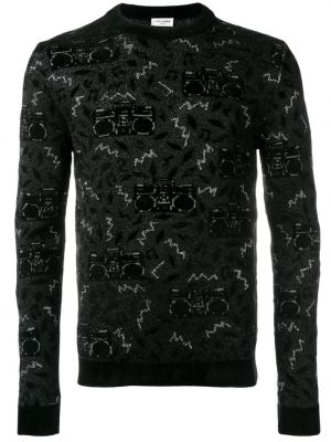 Жакардов пуловер Saint Laurent черно