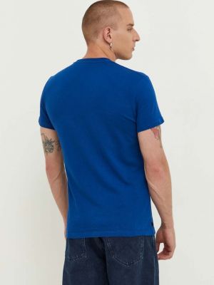 Bavlněné tričko s potiskem Superdry modré