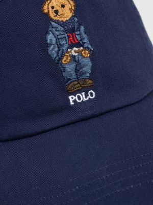 Bombažna kapa Polo Ralph Lauren modra