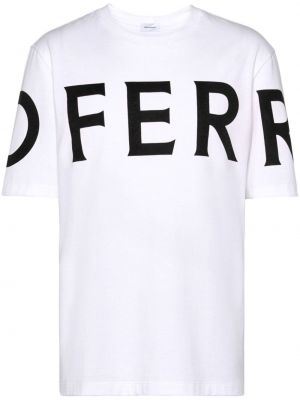 Памучна тениска с принт Ferragamo бяло