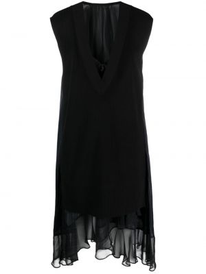 Ασύμμετρη πλεκτή φόρεμα Sacai μαύρο