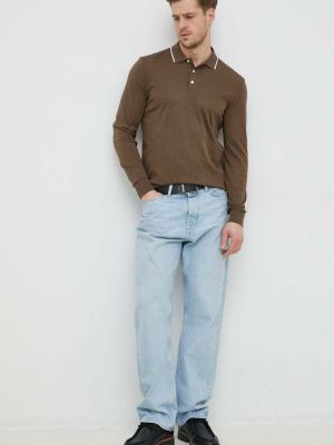 Polo majica sa dugačkim rukavima Polo Ralph Lauren smeđa