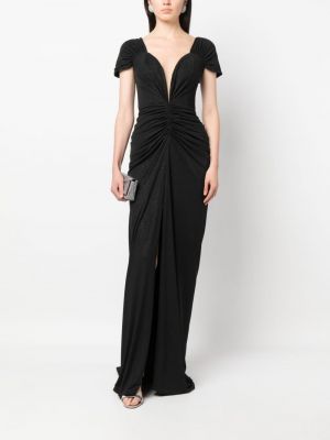 Drapiruotas vakarinė suknelė Rhea Costa juoda