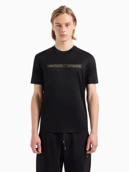 Хлопковая футболка из лиоцела Emporio Armani черная