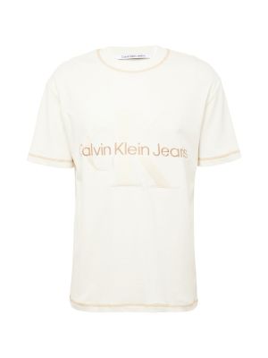 Тениска Calvin Klein Jeans кафяво