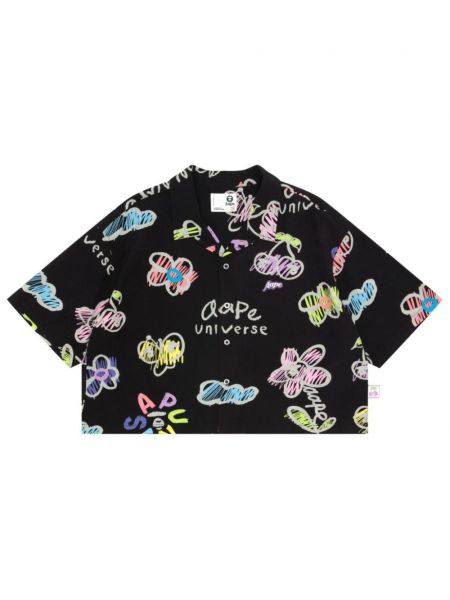 Krekls ar pogām ar ziediem ar apdruku Aape By *a Bathing Ape® melns