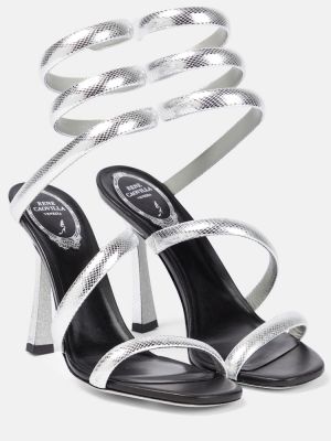 Sandale cu model piele de șarpe Rene Caovilla argintiu