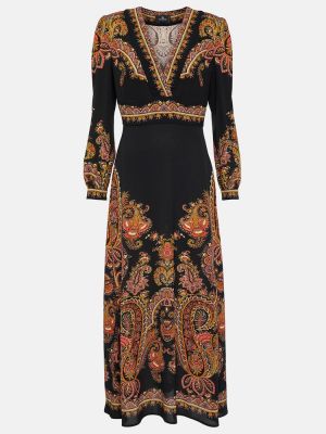 Midi šaty s paisley vzorom Etro čierna