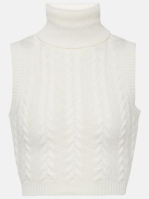 Kašmira vilnas džemperis ar augstu apkakli Max Mara balts