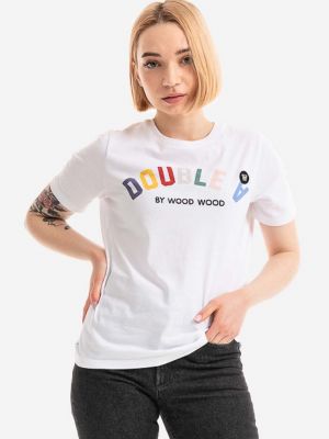 Bavlněné tričko Wood Wood bílé