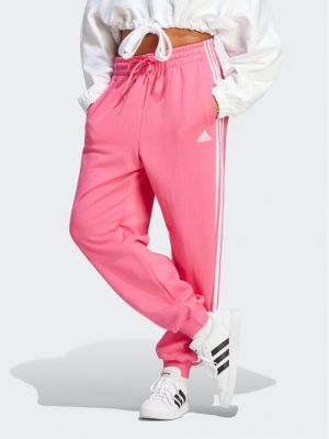 Laza szabású csíkos sport nadrág Adidas rózsaszín