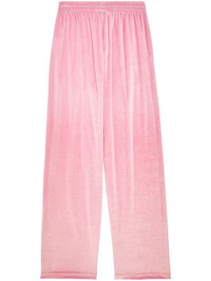 Sametové kalhoty relaxed fit Balenciaga růžové