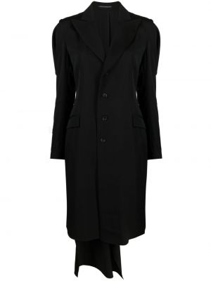 Vlněný kabát s knoflíky s dlouhými rukávy Yohji Yamamoto - černá