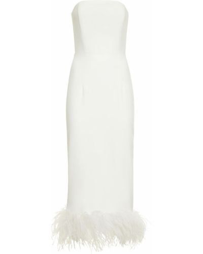 Krepinis maksi suknelė su plunksnomis 16arlington balta