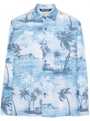 Košeľa s potlačou Palm Angels modrá