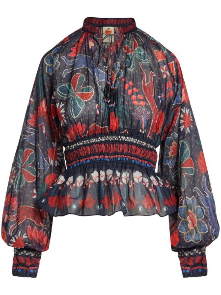 Bluse aus baumwoll mit print mit tropischem muster Farm Rio rot
