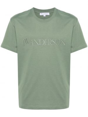 Βαμβακερή μπλούζα με κέντημα Jw Anderson πράσινο