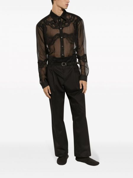 Mežģīņu caurspīdīgs krekls Dolce & Gabbana melns