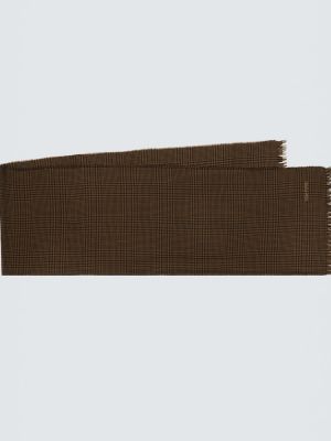 Kostkovaný vlněný šál Tom Ford hnědý
