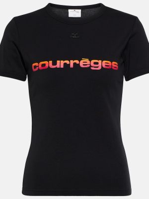 Bavlněné tričko jersey Courrã¨ges černé
