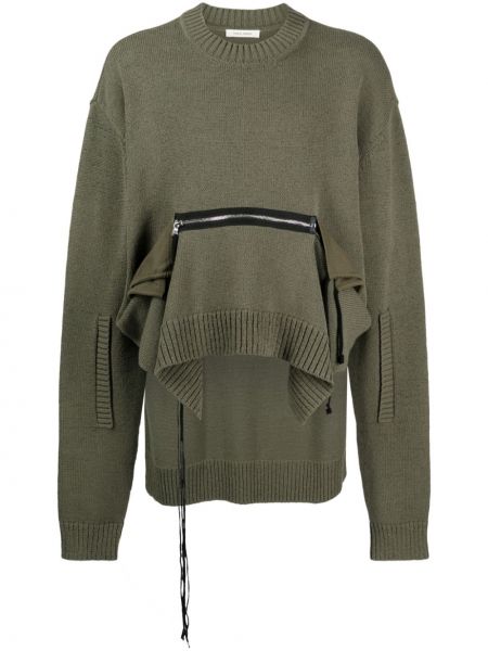 Asymetrický sveter na zips s vreckami Craig Green zelená