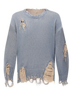 Голубой хлопковый свитер R13