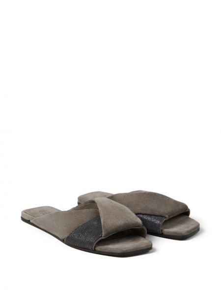 Semišové sandály Brunello Cucinelli šedé