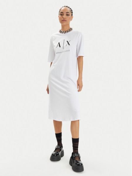 Voľné priliehavé šaty Armani Exchange biela