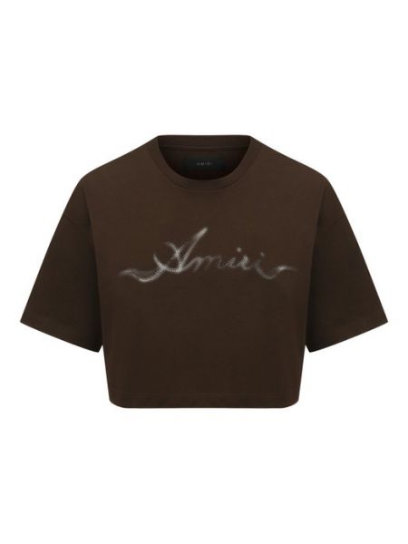 Хлопковая футболка Amiri коричневая