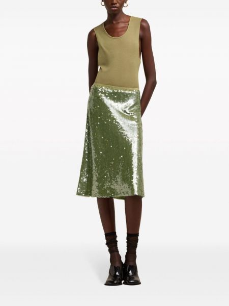 Midi sukně s flitry Ami Paris zelené