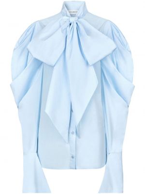 Bavlněná košile s mašlí Nina Ricci modrá