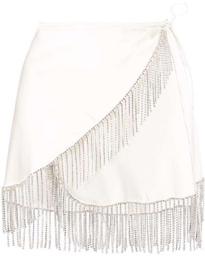Hedvábné asymetrická sukně s třásněmi Oseree - bílá