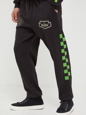 Spodnie sportowe bawełniane z nadrukiem w gwiazdy G-star Raw czarne