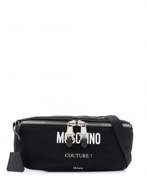 Riñonera con estampado Moschino negro