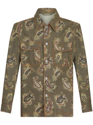 Rifľová košeľa s potlačou s paisley vzorom Etro zelená