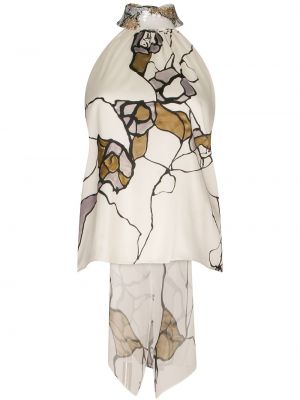 Bluză de mătase cu imagine Silvia Tcherassi alb