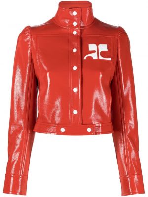 Kožená bunda s potiskem Courrèges červená
