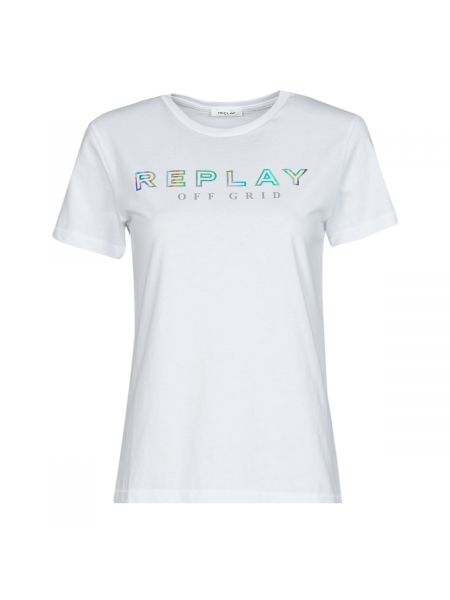 Koszulka z krótkim rękawem Replay biała