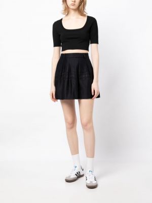 Žakárové mini sukně s výšivkou Pearly Gates černé