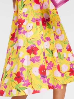 Robe mi-longue en coton à fleurs Carolina Herrera