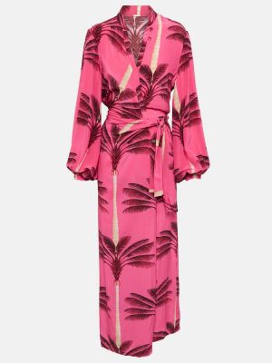 Μεταξωτή μάξι φόρεμα με σχέδιο Johanna Ortiz ροζ