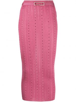 Pletena midi suknja Alessandra Rich ružičasta