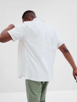 Lněná košile s krátkými rukávy Gap bílá