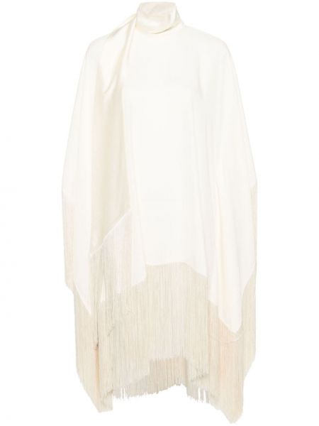 Κοκτέιλ φόρεμα με κρόσσια Taller Marmo λευκό